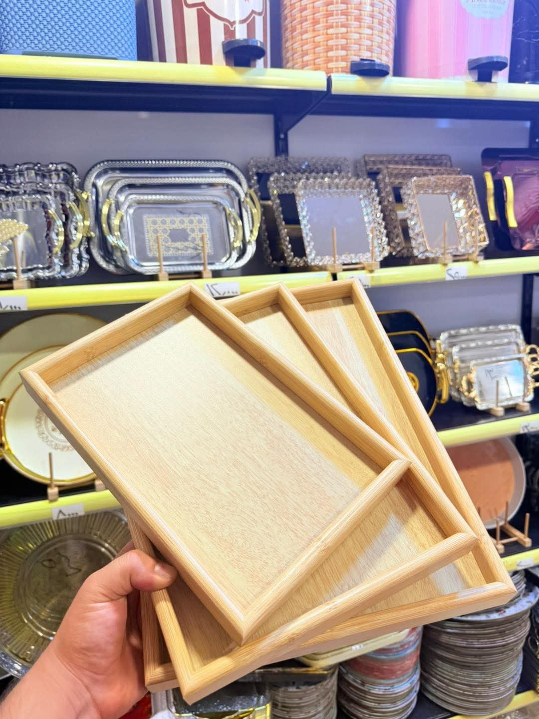 سيت صواني خشب ثلاثي